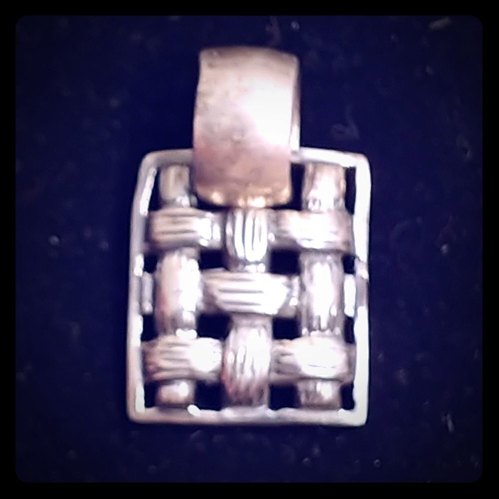 Silver Pendant Rectangular Basket Weave - Picture 1 of 7